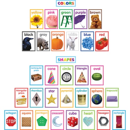 TEACHER CREATED RESOURCES Colorful Photo Shapes And Colors Cards Bulletin Board TCR8799